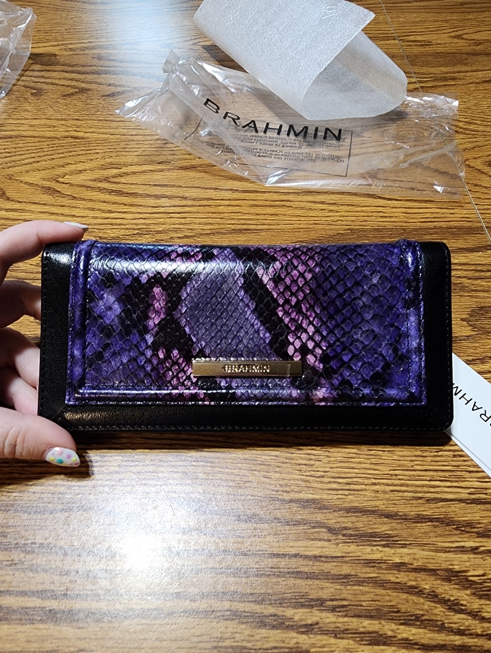 NWT Brahmin Purple Potion Winterlight Snake-Embossed Ady Wallet